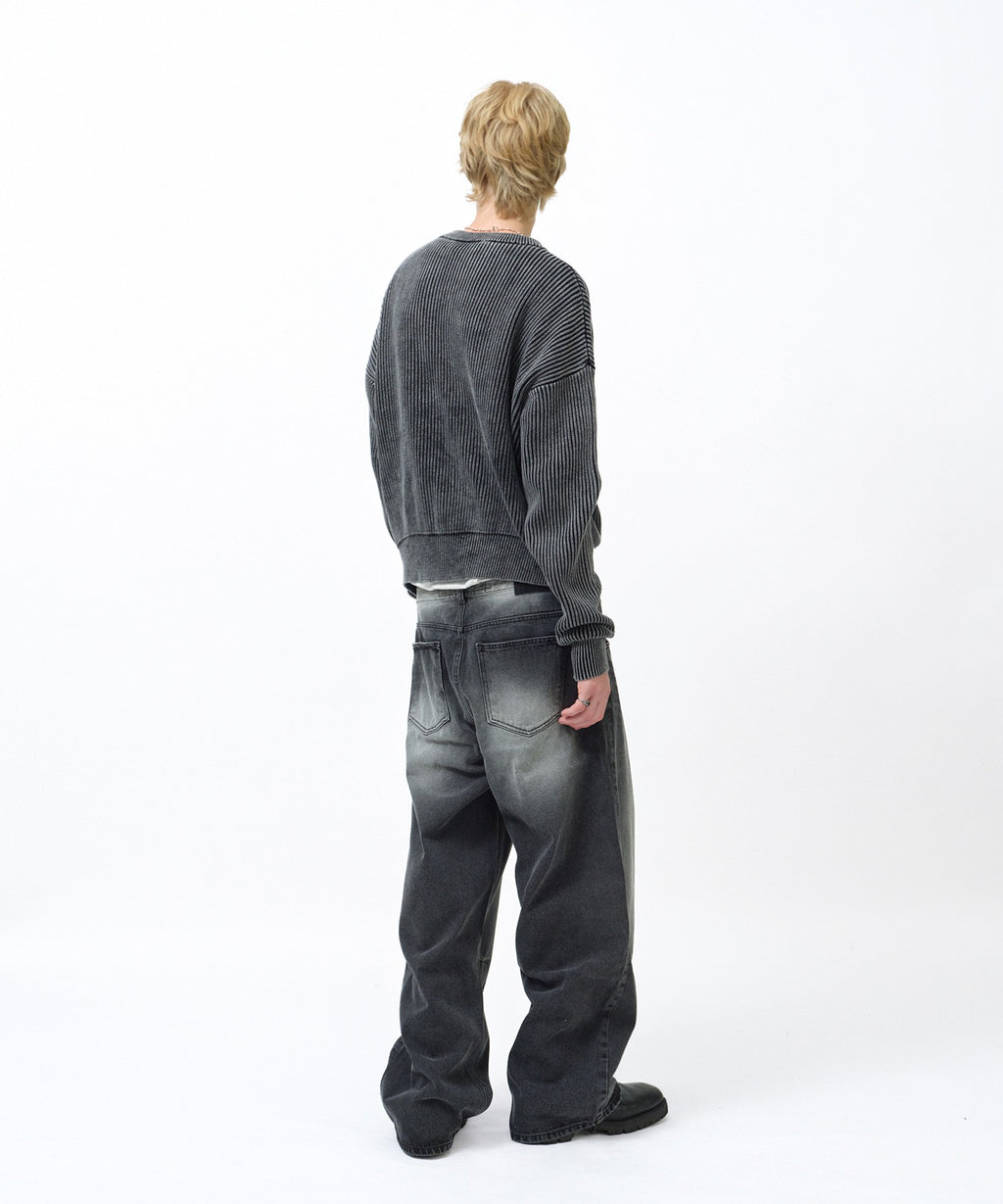 WASHED KNIT [BLACK]