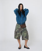 CROPPED WASHED HOOD ZIP UP [DEEP GREEN]