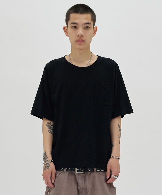 TEXTURED POCKET TEE [BLACK] Hover Image