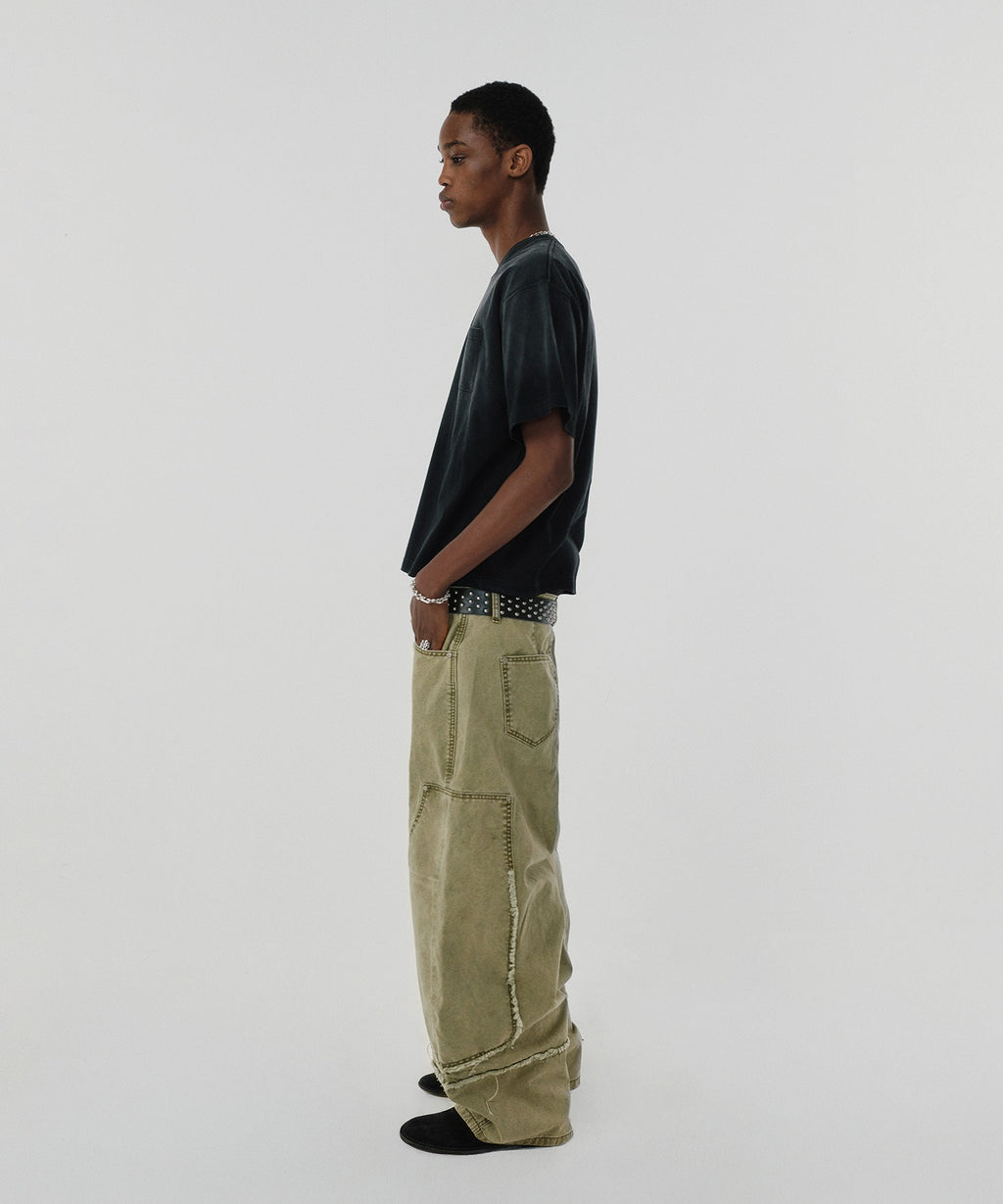 POCKET CROPPED TEE [WASHING BLACK]