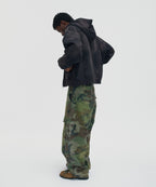 CROPPED WASHED HOOD ZIP UP [DARK BLACK]
