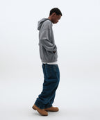 LOOSE SUADE HOOD ZIP UP [BLUE GRAY]