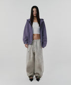 CROPPED WASHED HOOD ZIP UP [PURPLE]