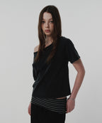 SUNNY ONE SHOULDER TEE [WASHING BLACK]