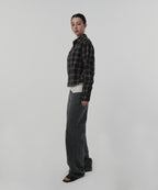 CROPPED CHECK SHIRT [GRAY]