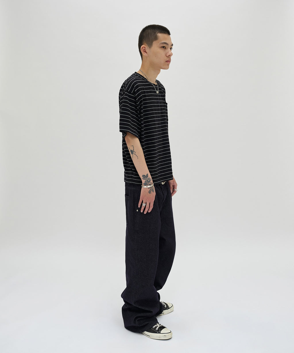 TEXTURED POCKET TEE [BLACK WHITE]