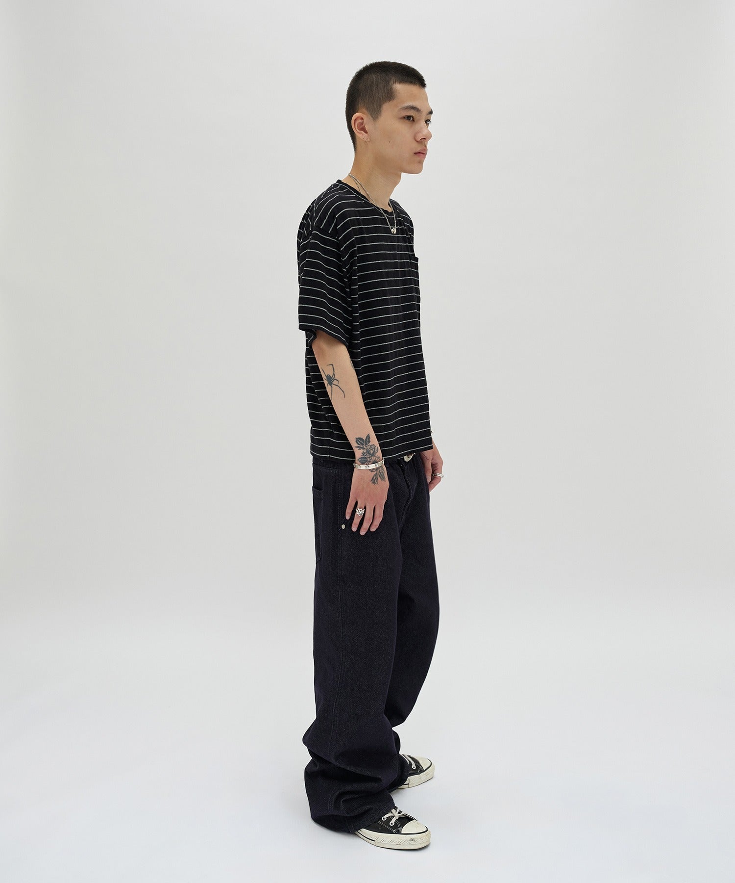 TEXTURED POCKET TEE [BLACK WHITE]