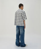 CURVED FLARE DENIM [BLUE]