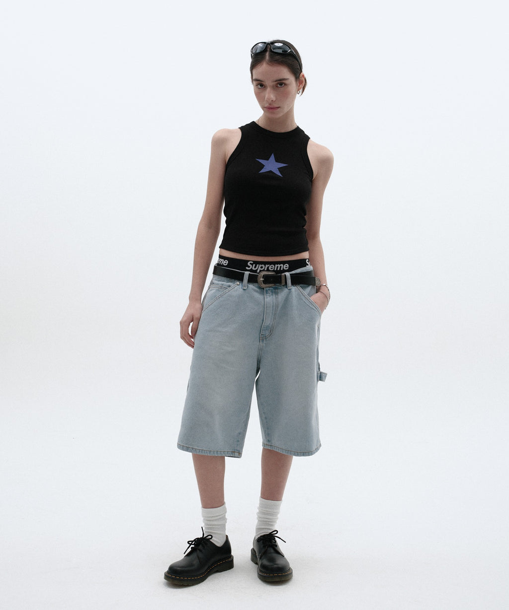 CARPENTER DENIM SHORTS [LIGHT BLUE]