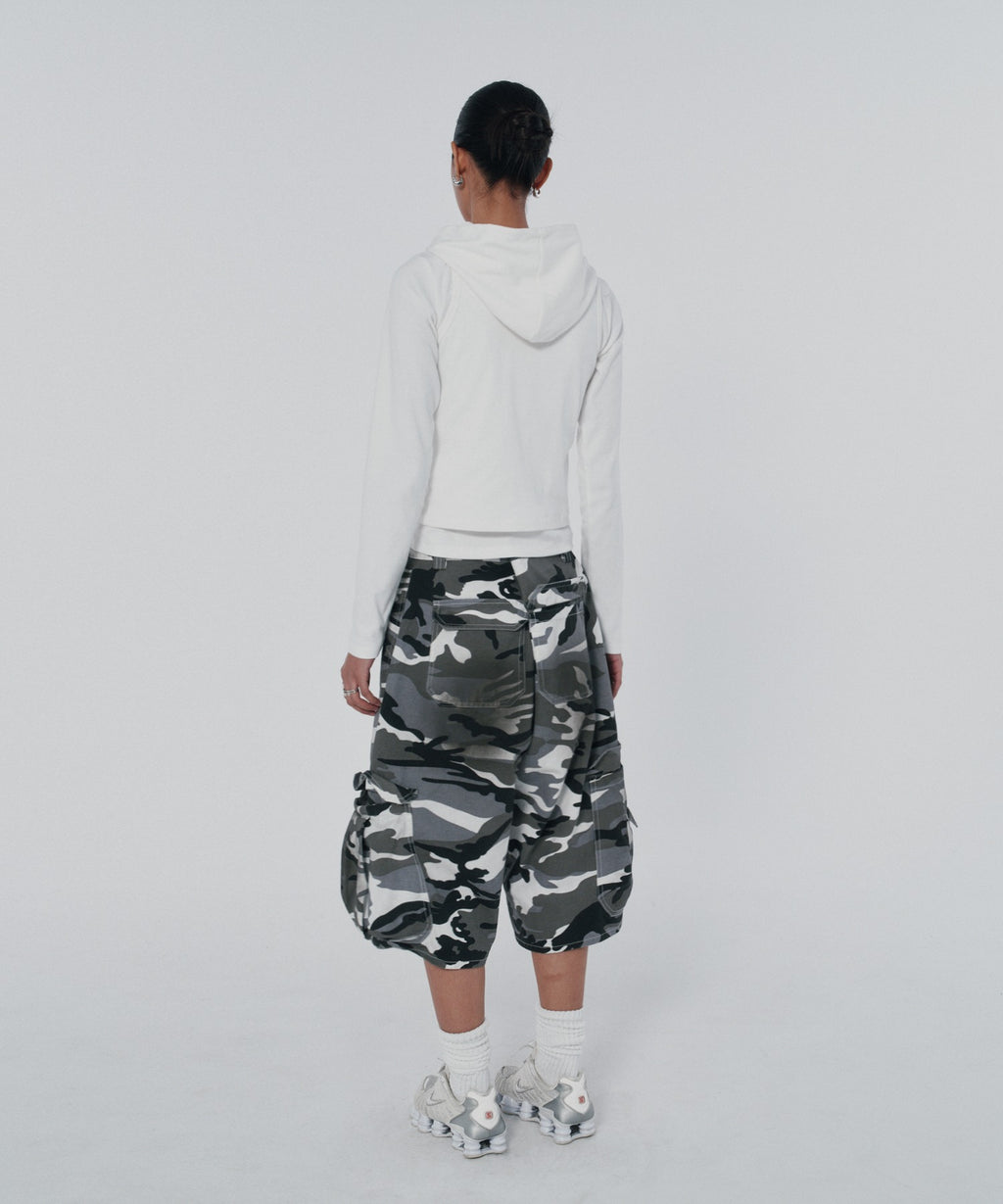 WIDE CARGO SHORTS [WHITE CAMO]