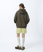 LOOSE SUADE HOOD ZIP UP [KHAKI]