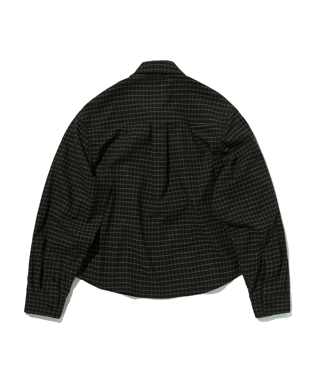 CROPPED CHECK SHIRT [BLACK]