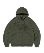 LOOSE SUADE HOOD ZIP UP [KHAKI]