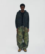 CROPPED WASHED HOOD ZIP UP [WASHING BLACK]