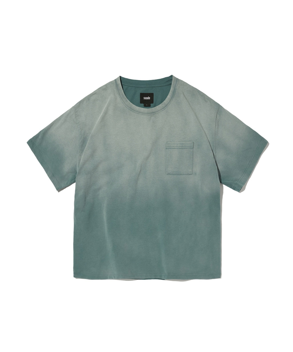 POCKET CROPPED TEE [WASHING GREEN]