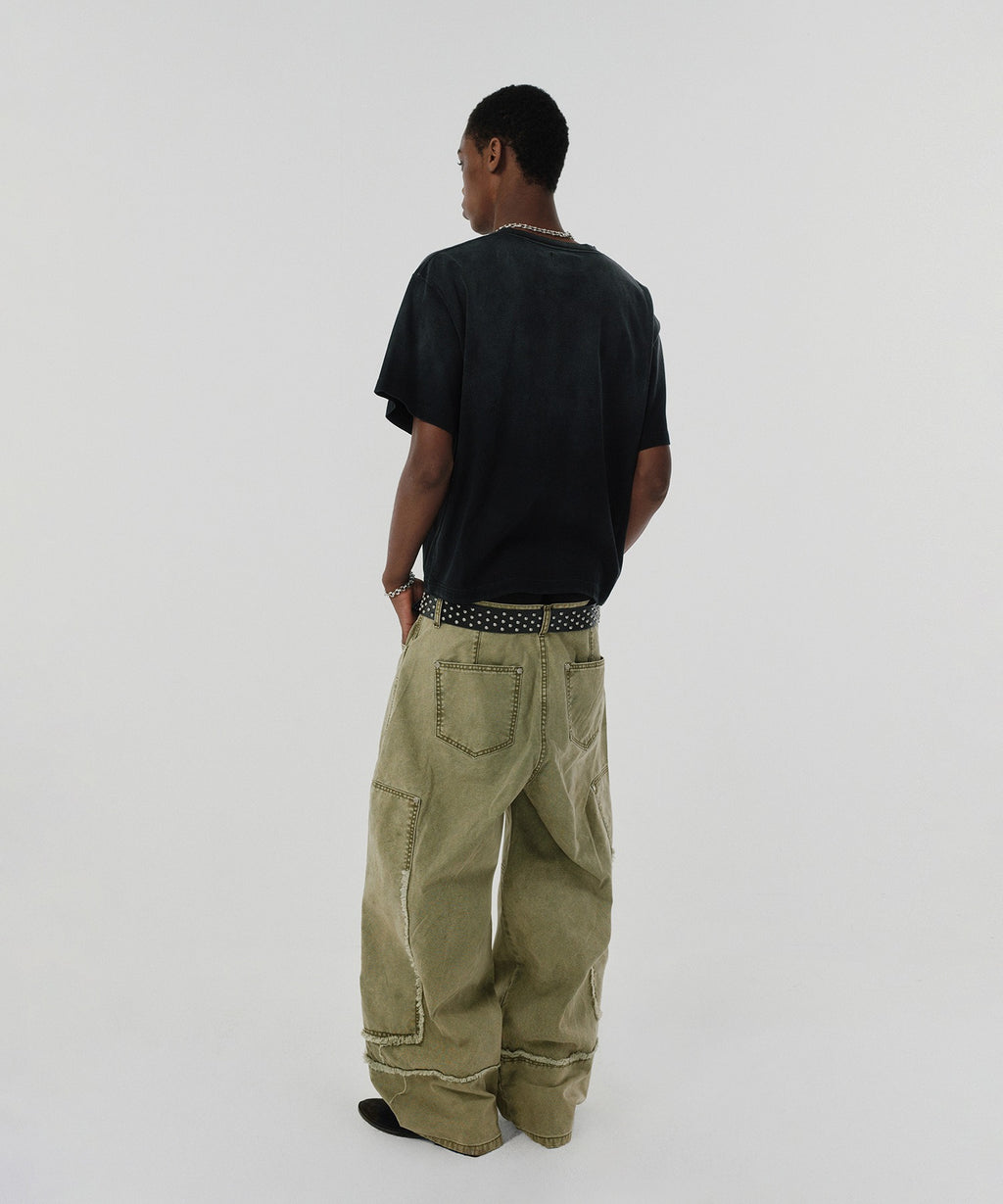 POCKET CROPPED TEE [WASHING BLACK]