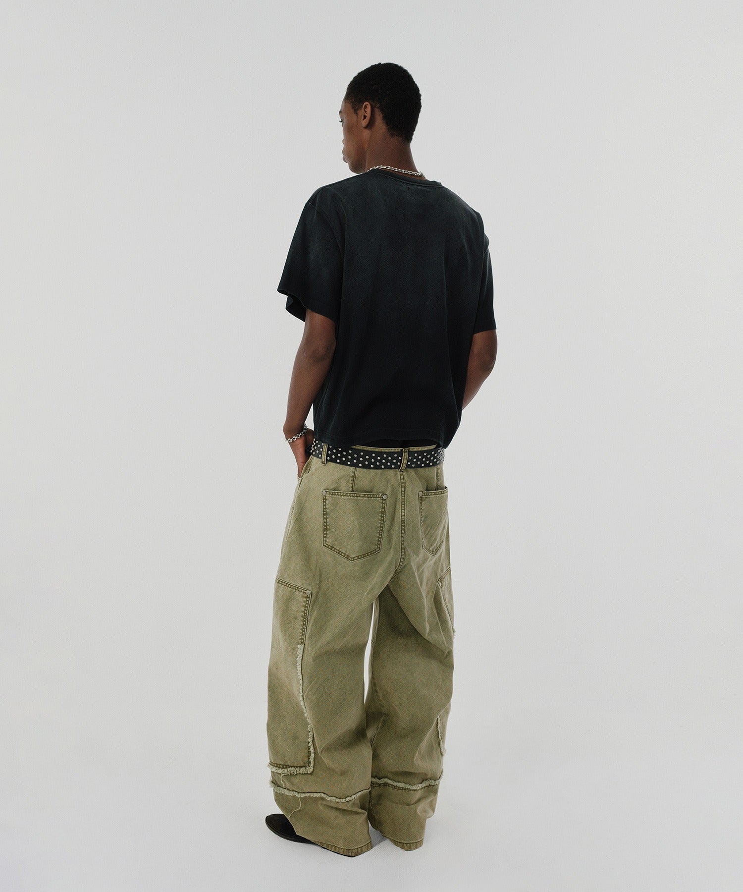 POCKET CROPPED TEE [WASHING BLACK]