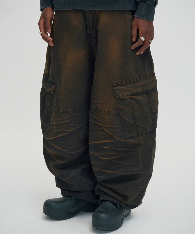 WASHED CARGO PANTS [DARK BLACK] Hover Image