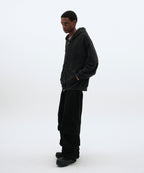 LOOSE SUADE HOOD ZIP UP [BLACK]