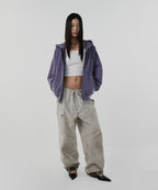 CROPPED WASHED HOOD ZIP UP [PURPLE]