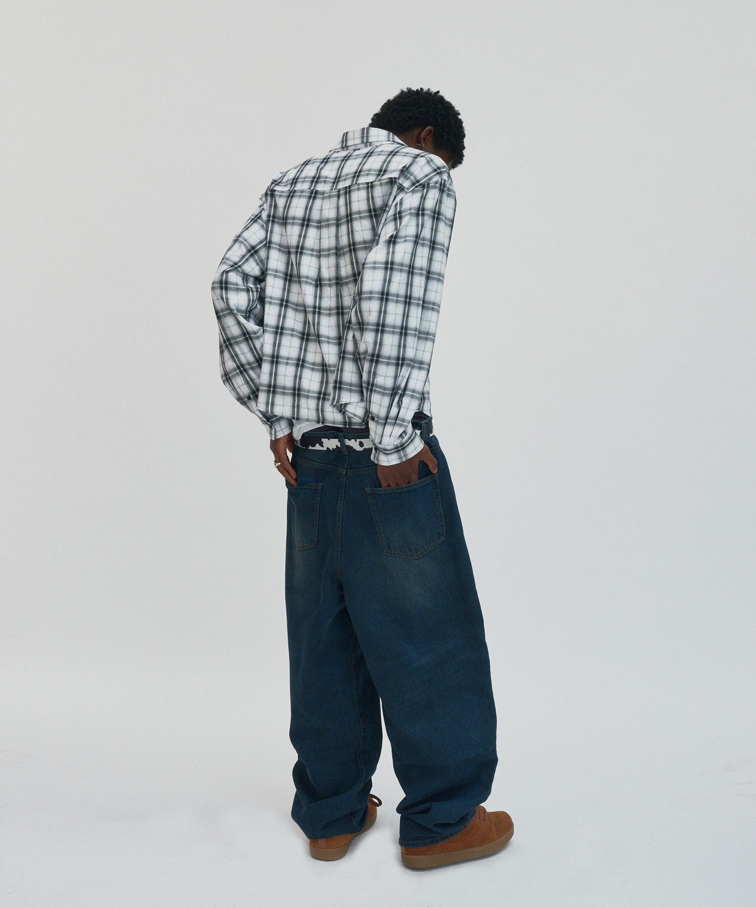 CROPPED CHECK SHIRT [WHITE]
