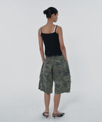 WIDE CARGO SHORTS [GREEN CAMO]