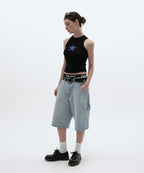 CARPENTER DENIM SHORTS [LIGHT BLUE]