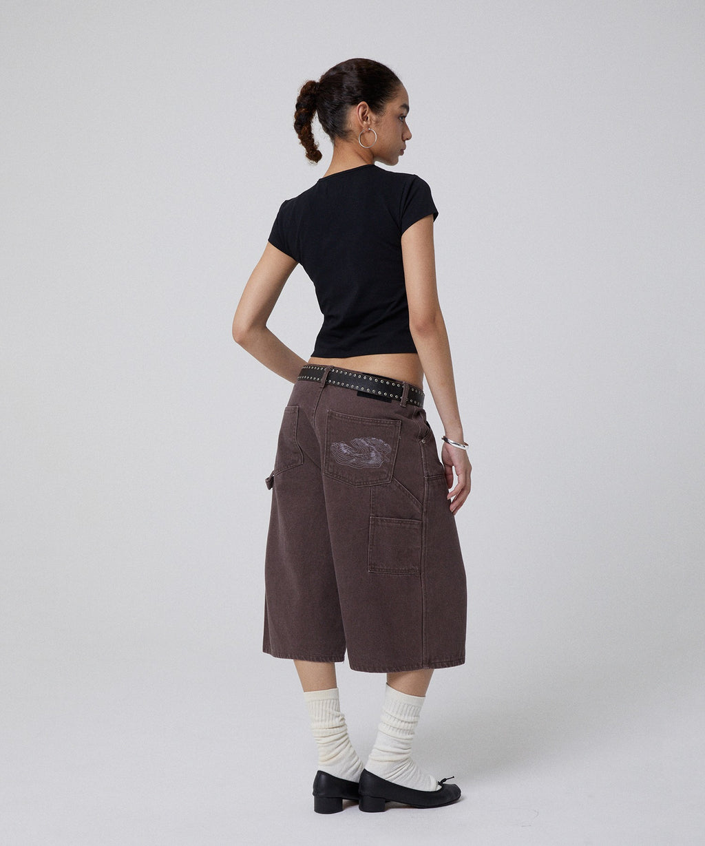 CONTOUR DOUBLE KNEE SHORTS [BROWN]