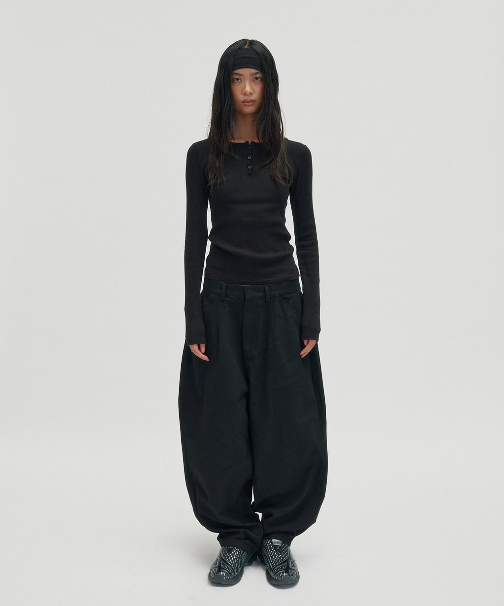 WIDE CHINO PANTS [BLACK]