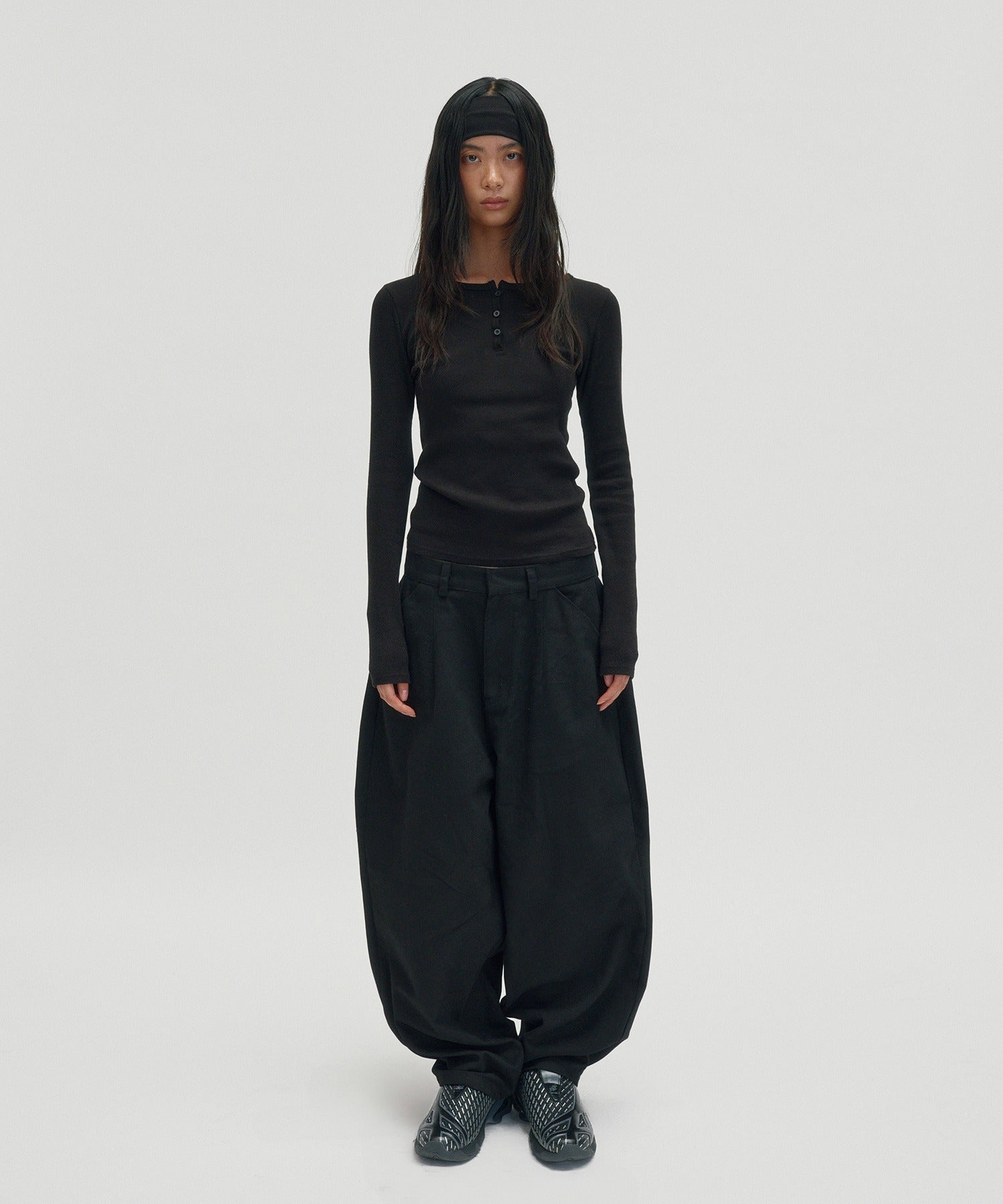 WIDE CHINO PANTS [BLACK]