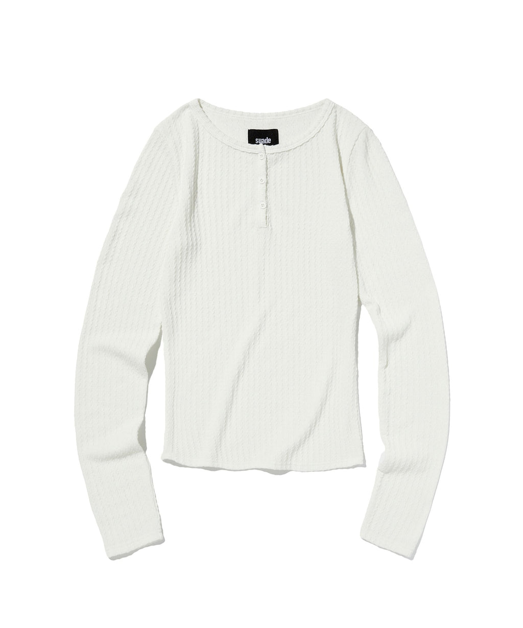 CABLE HENLEY NECK [WHITE]