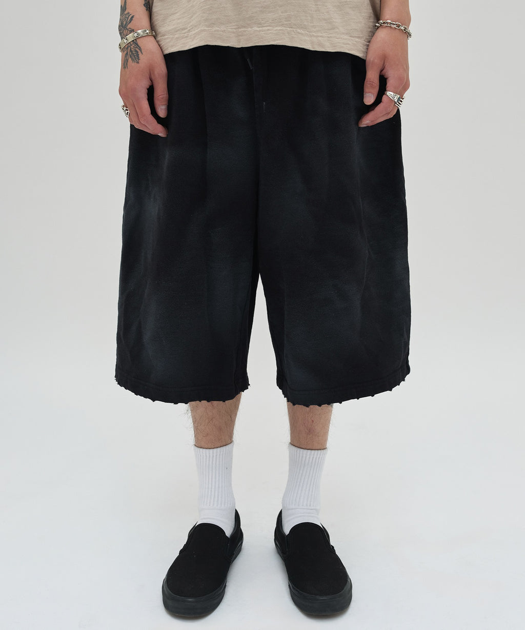 CUT EDGE SWEAT SHORTS [WASHING BLACK]