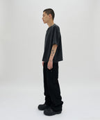 WASHED HENLEY NECK TEE [WASHING BLACK]