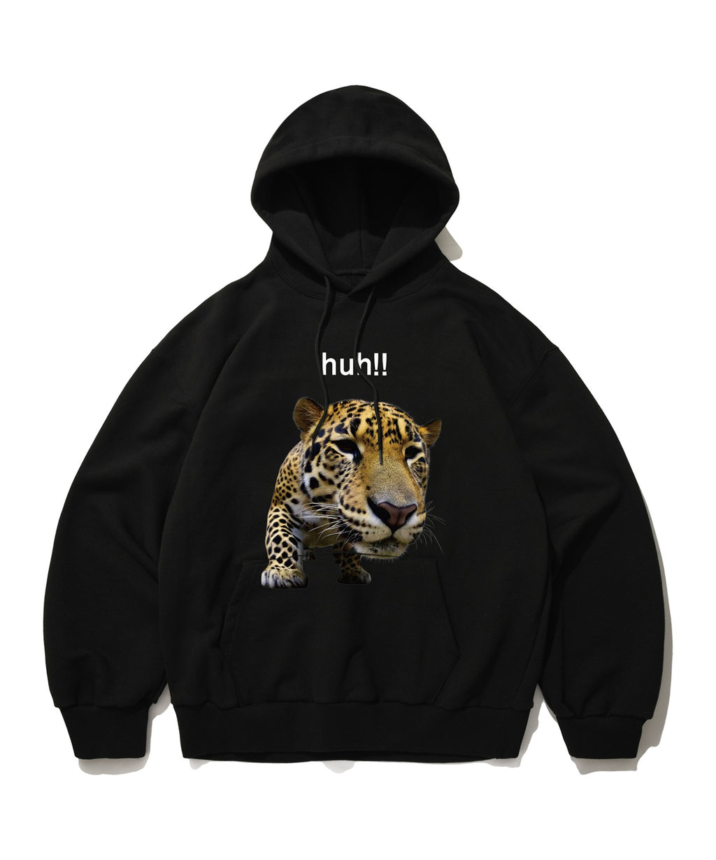 HUH!! LEOPARD HOODIE [BLACK]