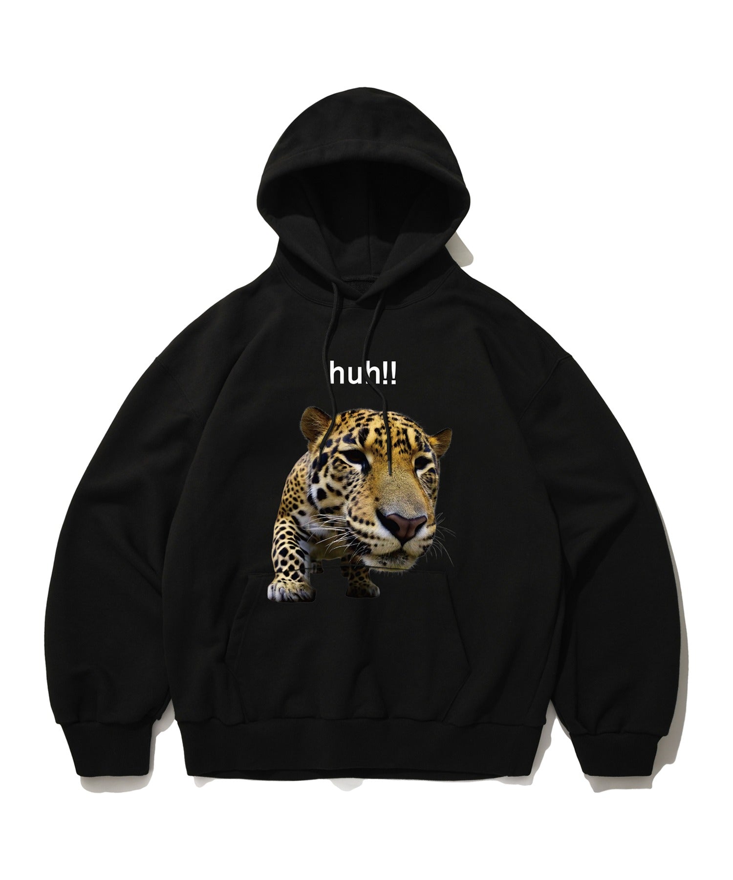HUH!! LEOPARD HOODIE [BLACK]