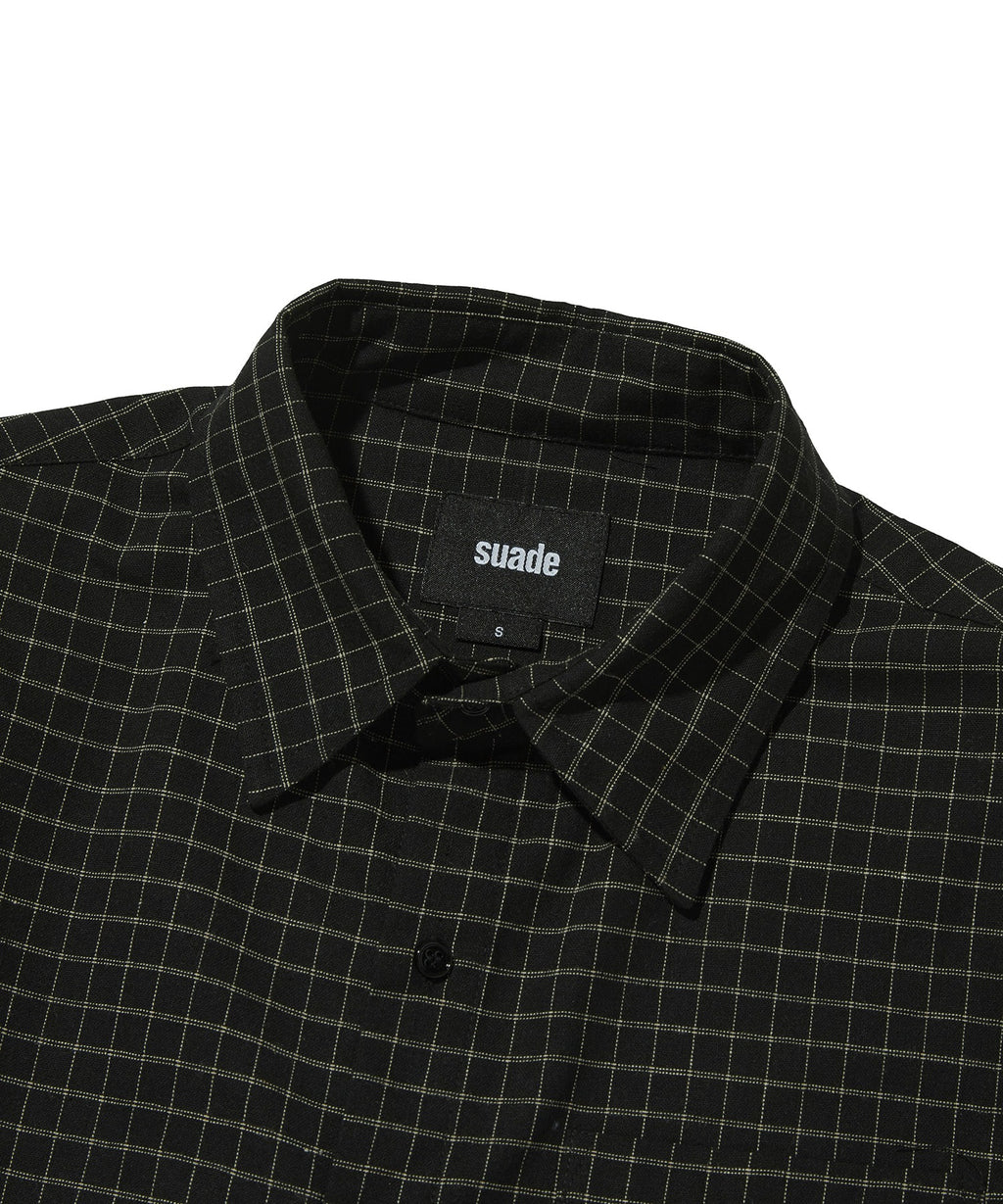 CROPPED CHECK SHIRT [BLACK]