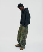 CROPPED WASHED HOOD ZIP UP [WASHING BLACK]