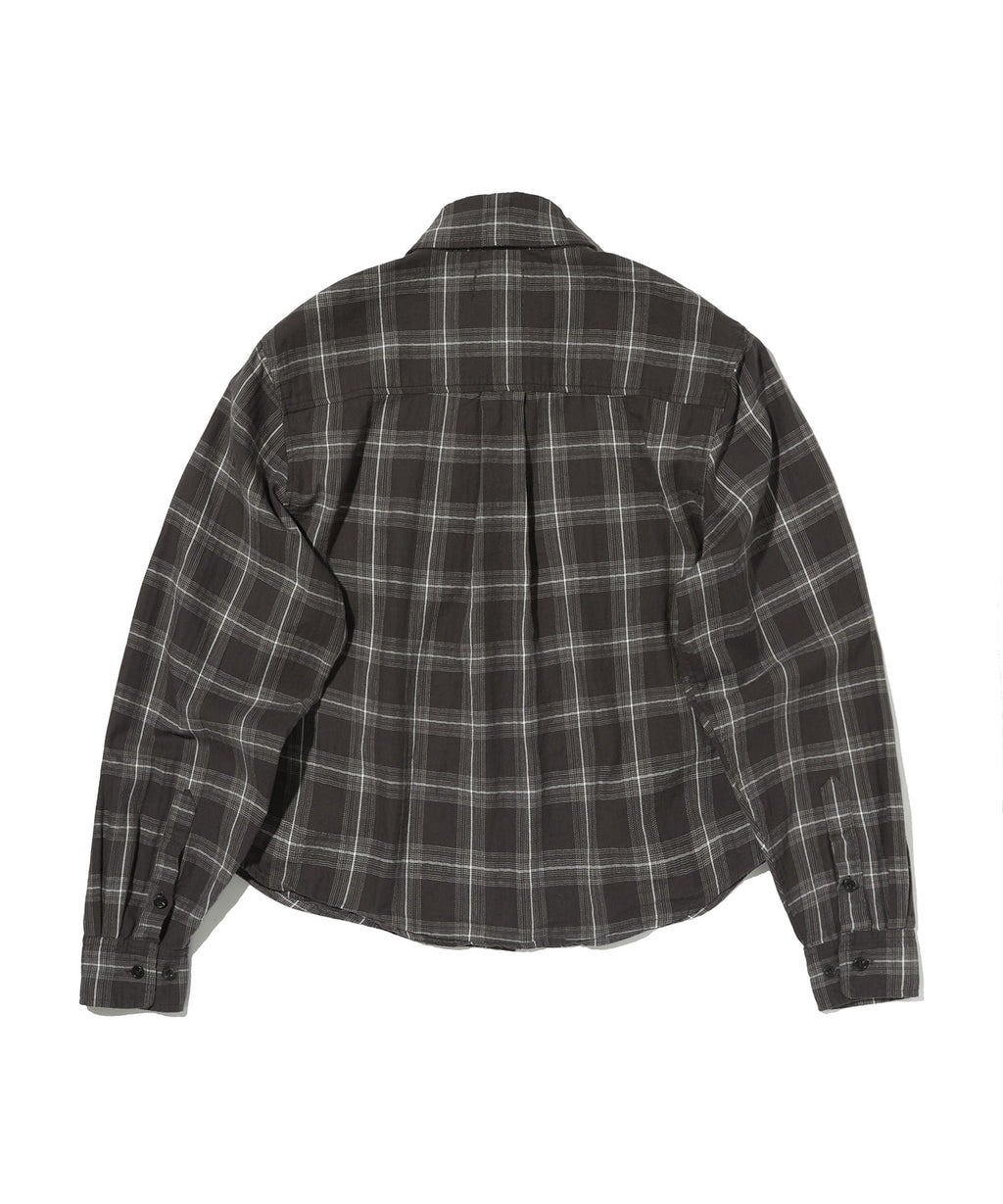 CROPPED CHECK SHIRT [GRAY]