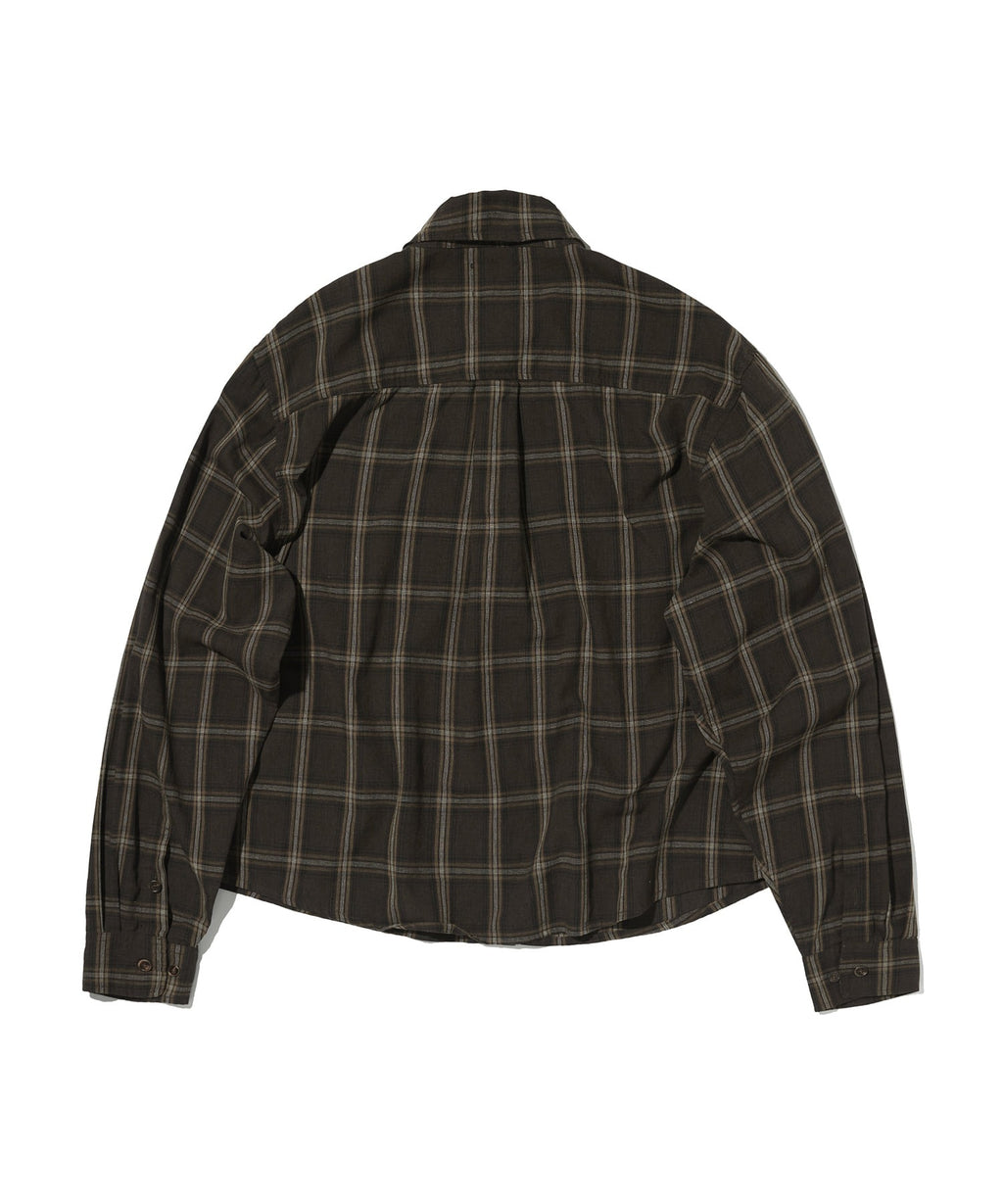 CROPPED CHECK SHIRT [BROWN]