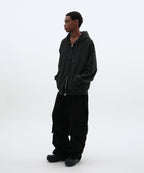 LOOSE SUADE HOOD ZIP UP [BLACK]