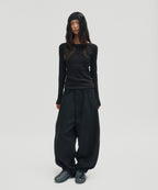WIDE CHINO PANTS [BLACK]