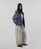 CROPPED WASHED HOOD ZIP UP [PURPLE]