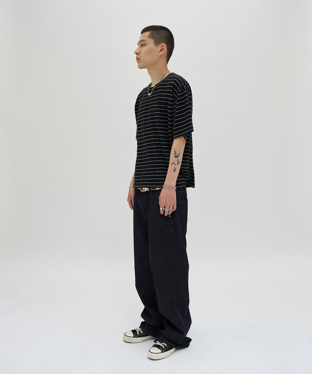 TEXTURED POCKET TEE [BLACK WHITE]