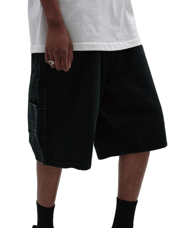 CARPENTER DENIM SHORTS [BLACK] Hover Image