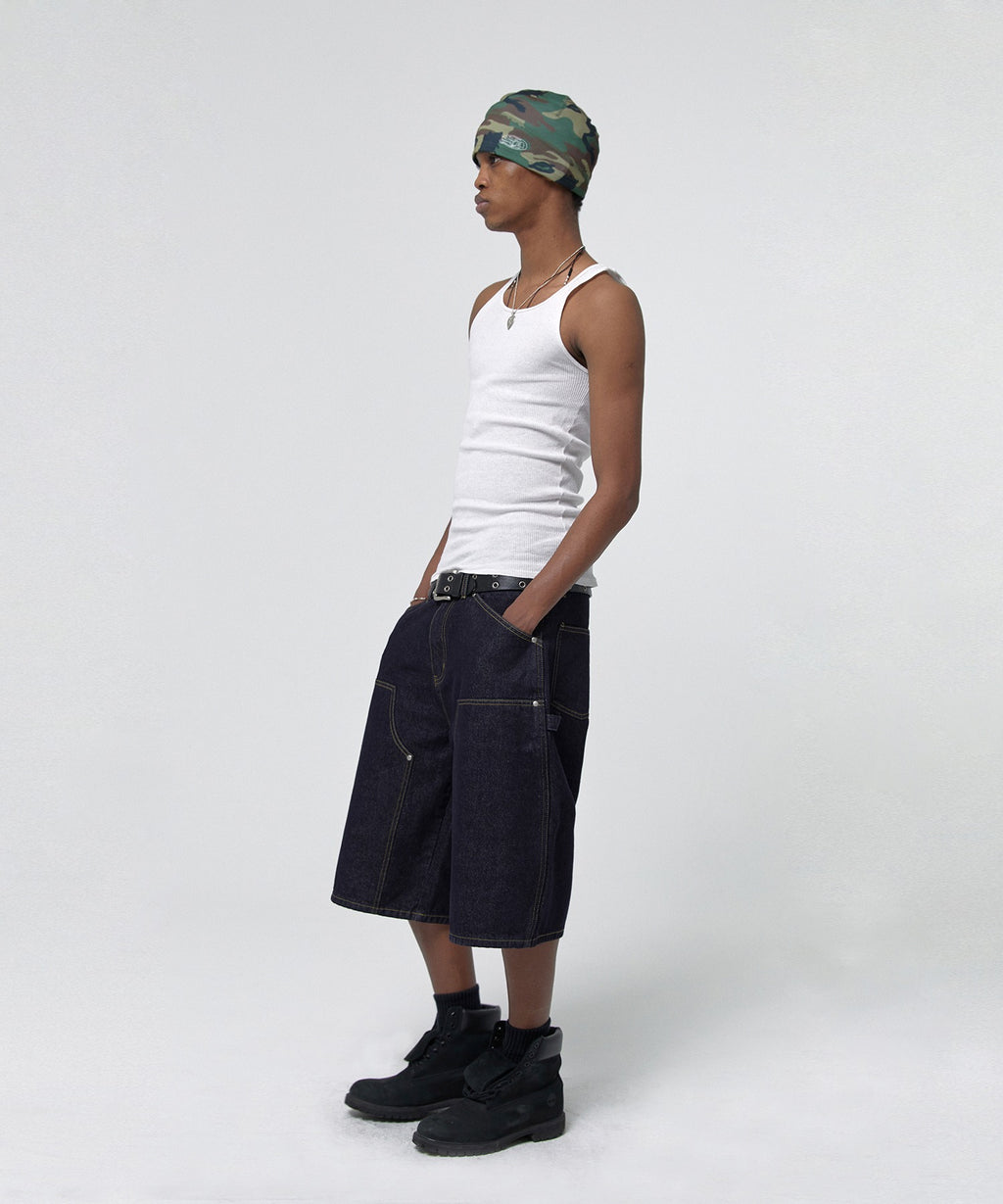CONTOUR DOUBLE KNEE SHORTS [RAW INDIGO]