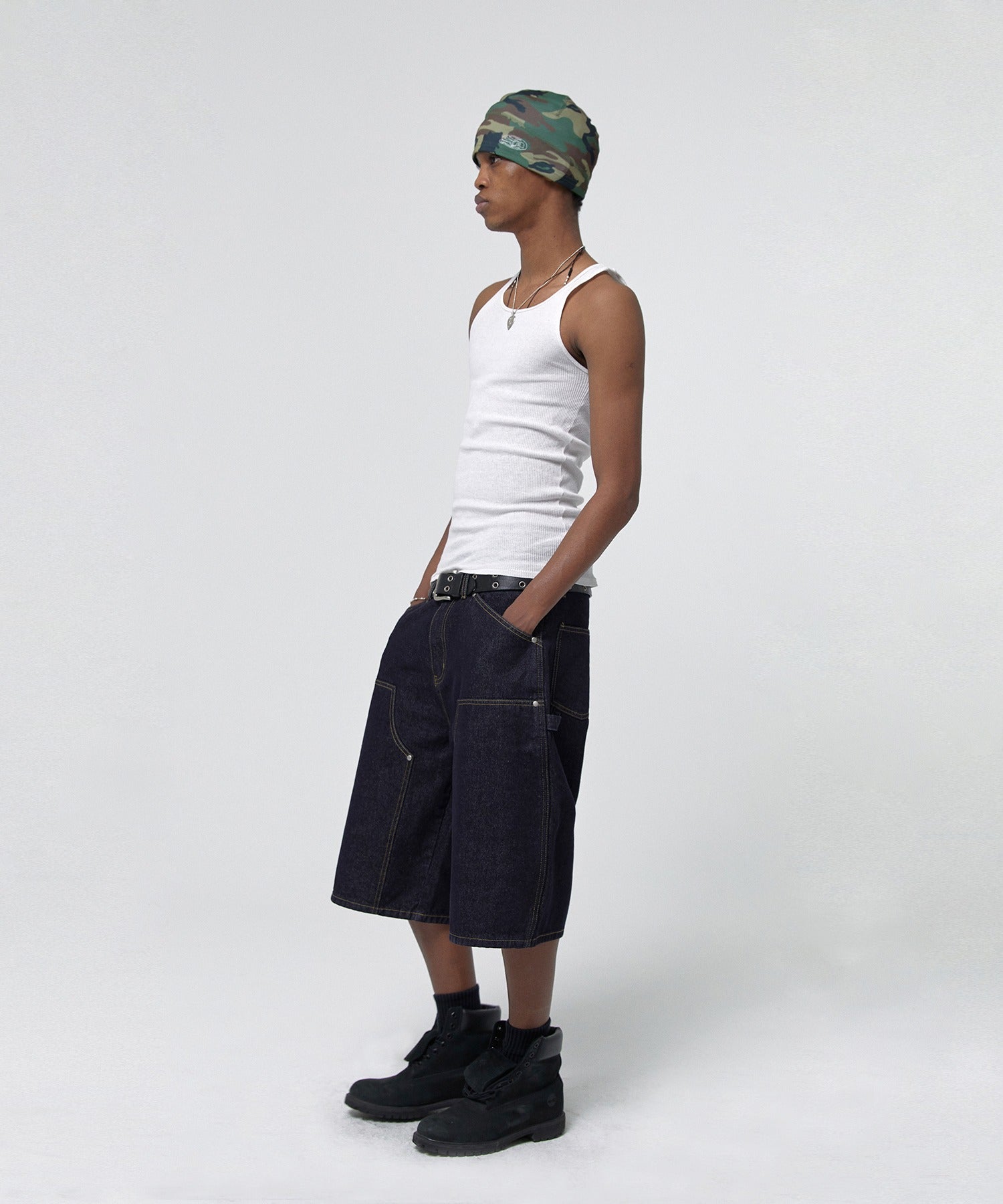 CONTOUR DOUBLE KNEE SHORTS [RAW INDIGO]