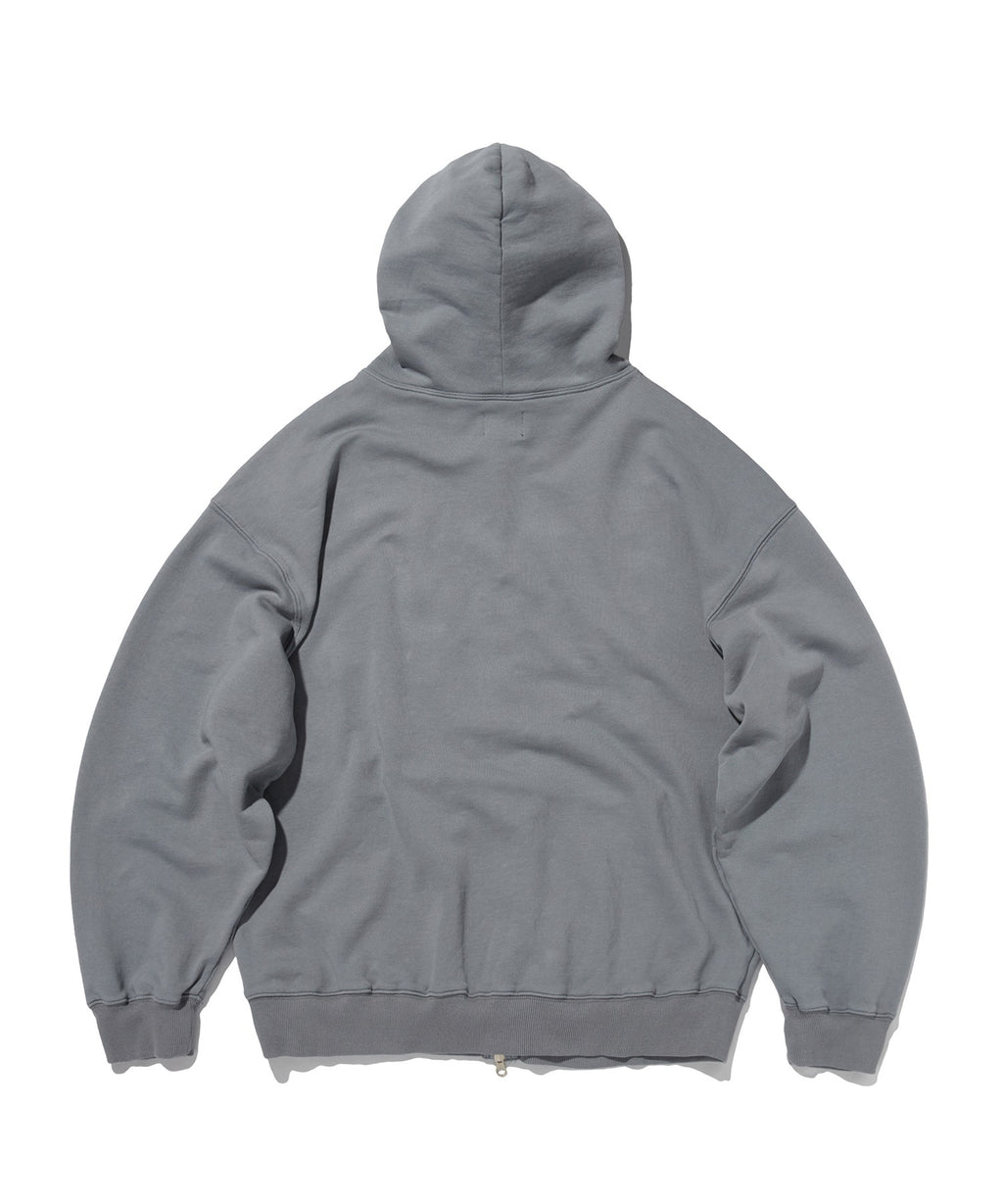 LOOSE SUADE HOOD ZIP UP [BLUE GRAY]