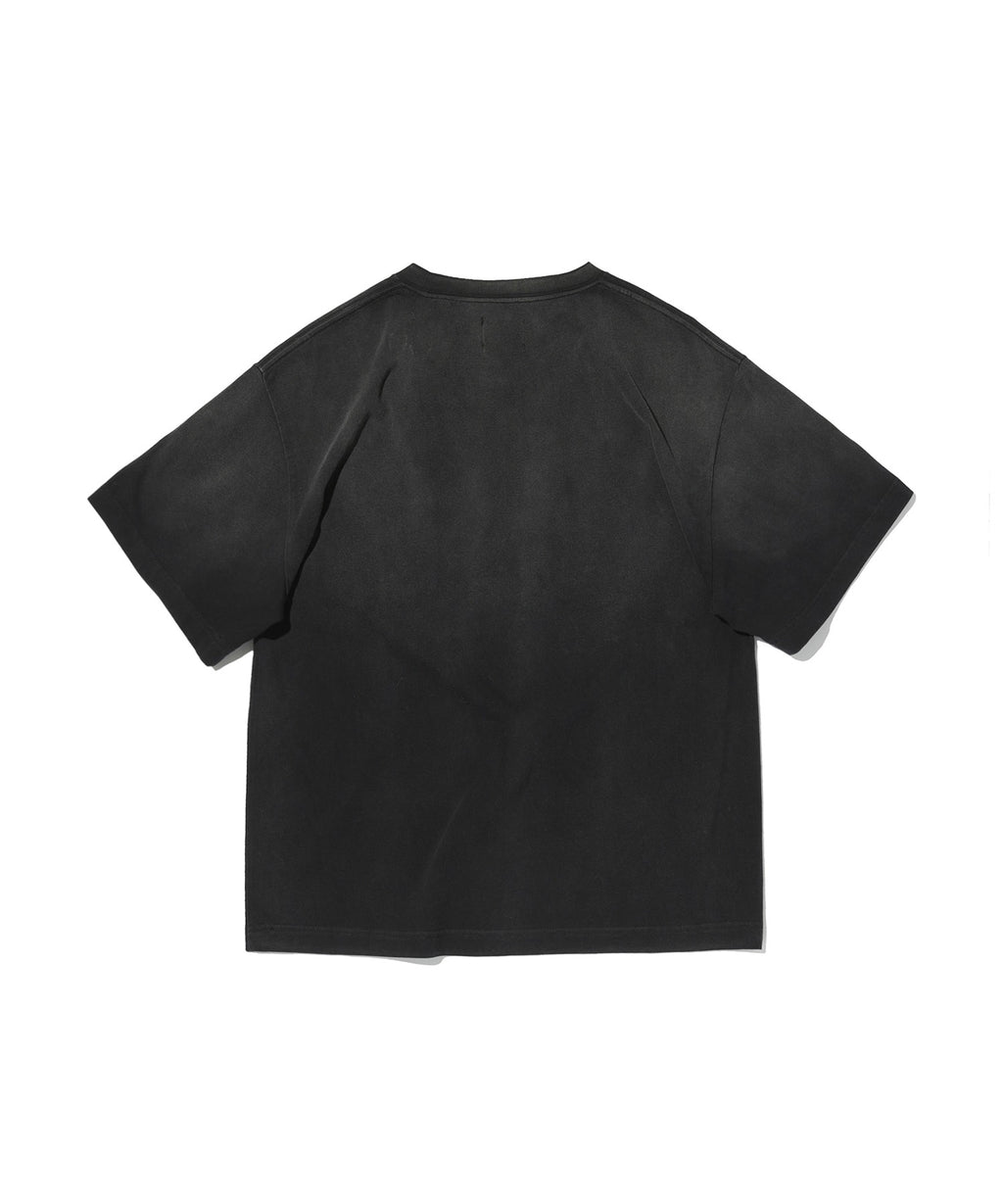 POCKET CROPPED TEE [WASHING BLACK]