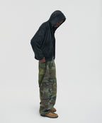 CROPPED WASHED HOOD ZIP UP [WASHING BLACK]