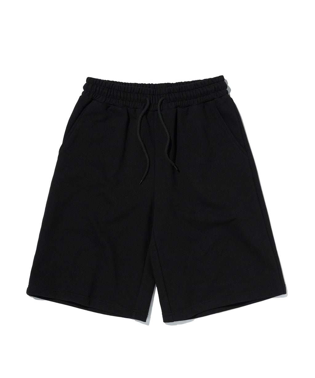 WIDE SWEAT SHORTS [BLACK]